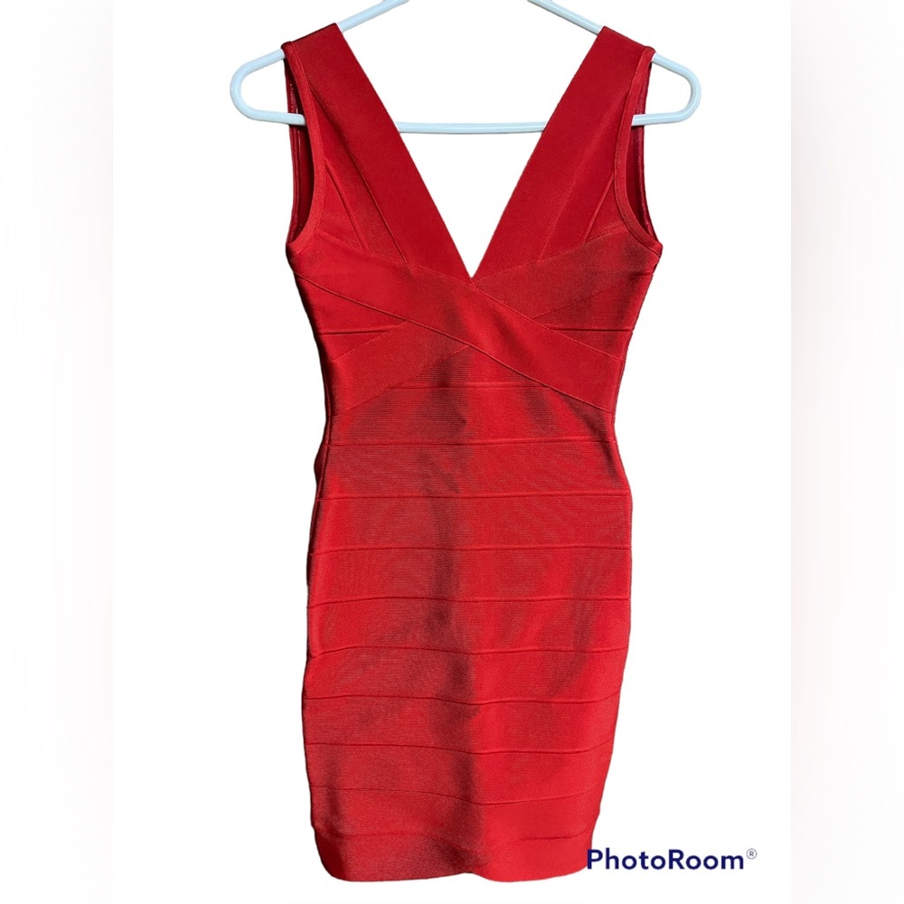 Herve Leger V neck Mini Bandage Dress NWT